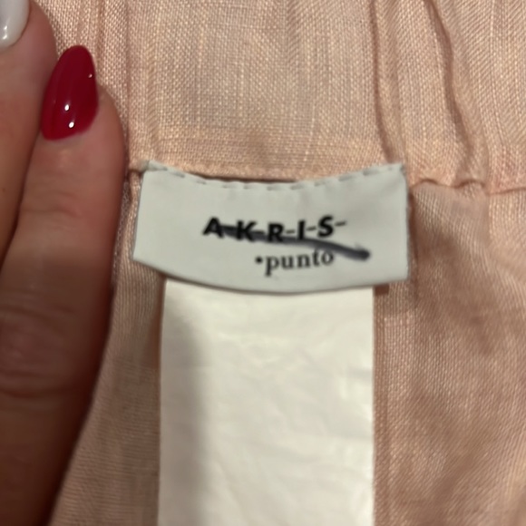Akris Punto Carmen Off the Shoulder Bell Sleeve Blouse Pink Size 2 100% Linen - Picture 8 of 8
